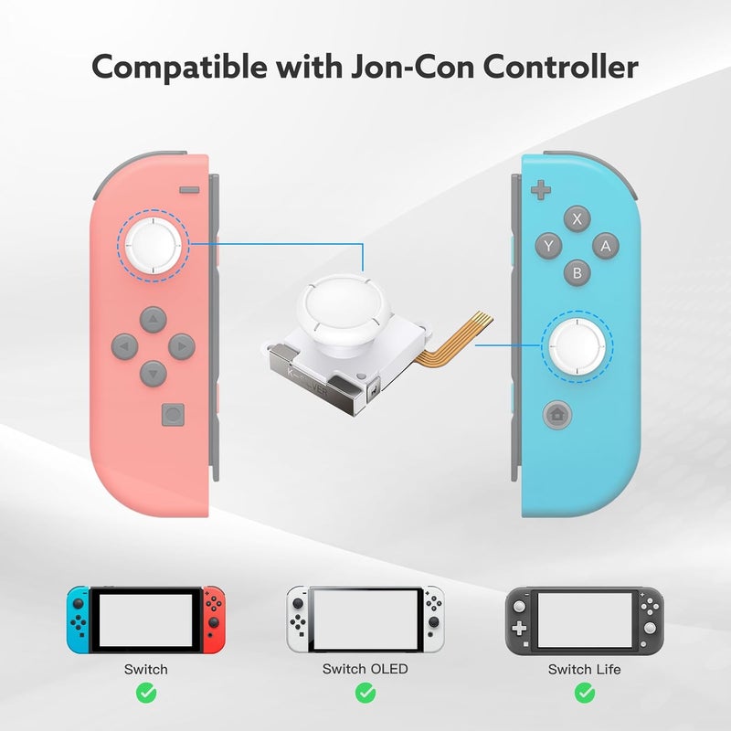 BRONAL TMR Hall Effect Joystick Replacement for JoyCon – 30 in 1 [No Drifting] Joycon Joystick Replacement for Switch/OLED Joy Con Controller & Lite, Hall Effect Joycon Repair Tool Kit [2 Pack]-White - Image 3